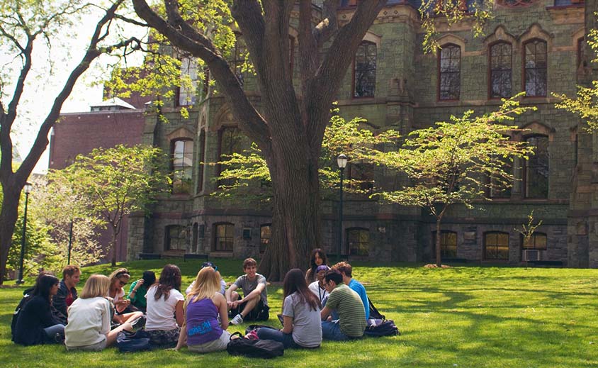 student group on college green