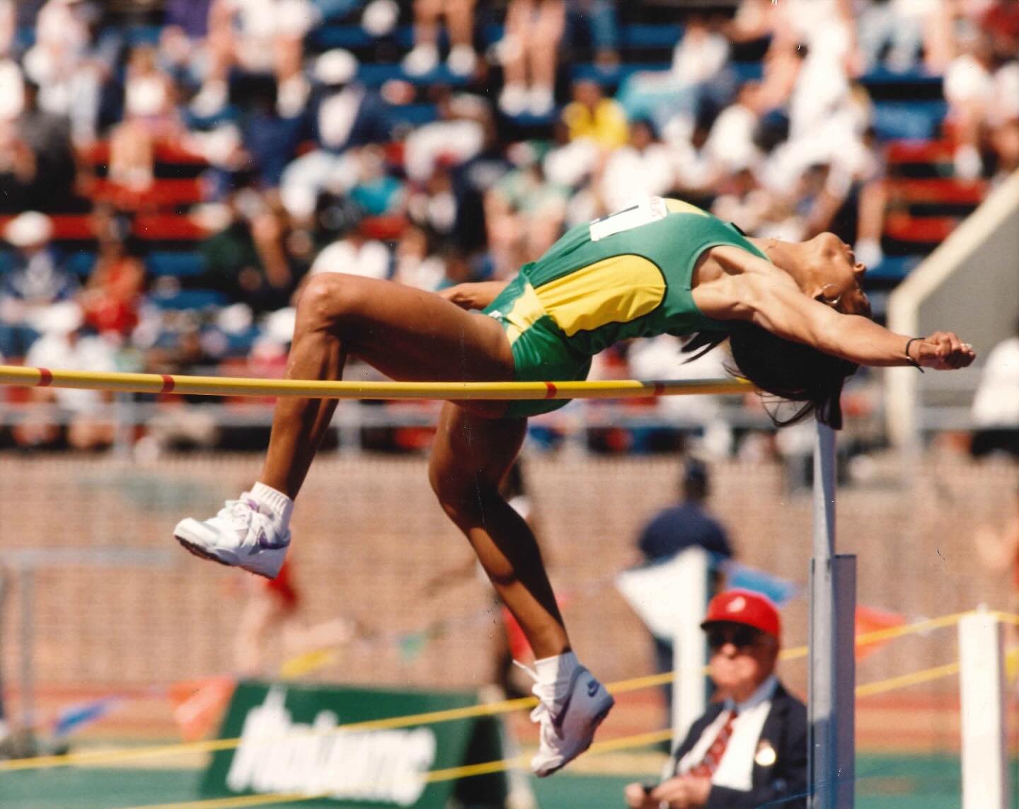 woman doing high jump