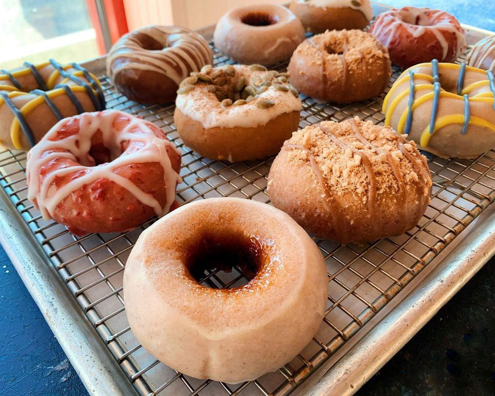 donut on a tray