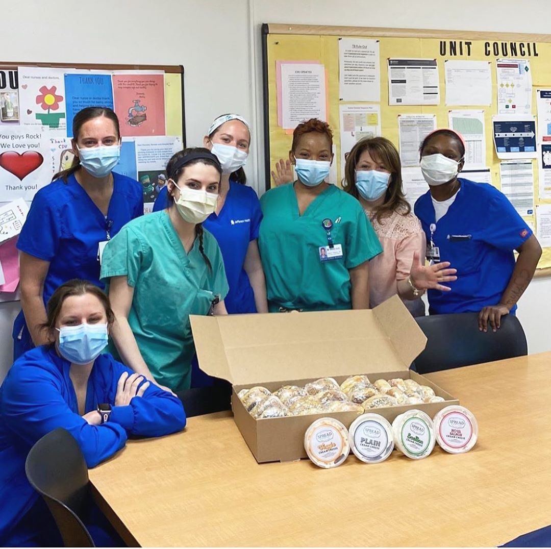 medical professionals receiving food