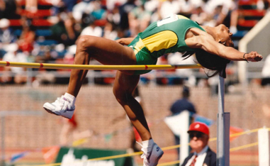 woman doing high jump
