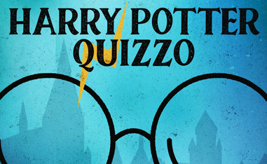 words Harry Potter Quizzo in front of blue background