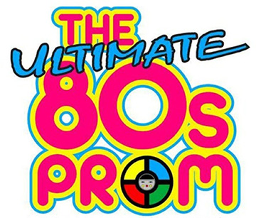 bubble font saying ultimate 80's prom