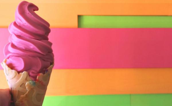 Frozen yogurt in a cone from Kiwi Frozen Yogurt.