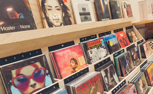 Records inside Urban Outfitters.