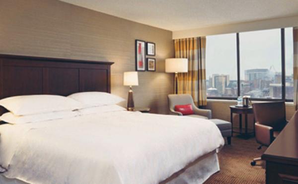 A room option within the Sheraton Philadelphia University City.