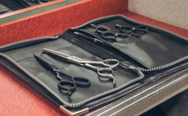 A hairdresser's shears from Penn Campus Hair, Skin & Nail Salon.