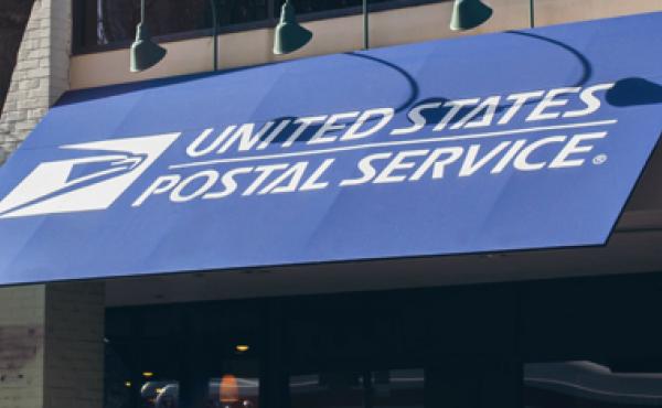 The U.S. Post Office storefront awning.