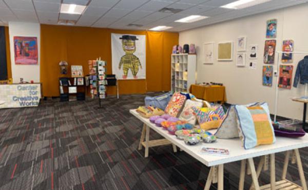 art work displayed around room