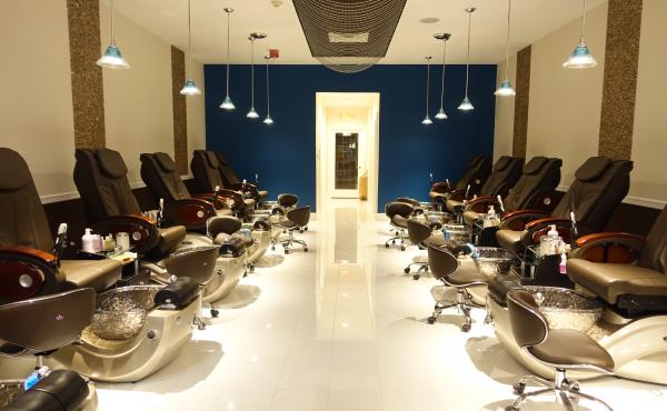 photo of pedicure stations inside Luxe Nail Bar