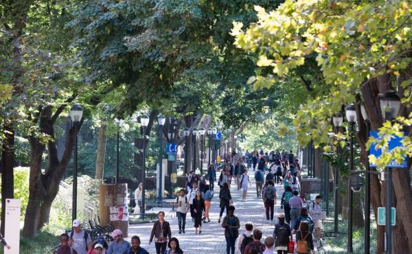 view of students walking on penn's campus