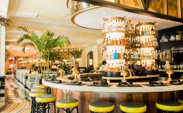 Photo of colorful bar stools at Louie Louie 