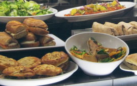 Sandwiches and salads on display inside Joe's Cafe.