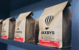 Coffe for sale inside Saxbys.