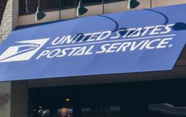 The U.S. Post Office storefront awning.