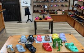 Shoes on display inside the Natural Shoe Store.