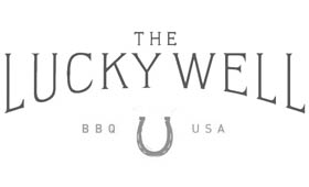 black and white version of lucky well logo