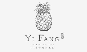 Yi Fang Logo hand-drawn pineapple over the words yi fang